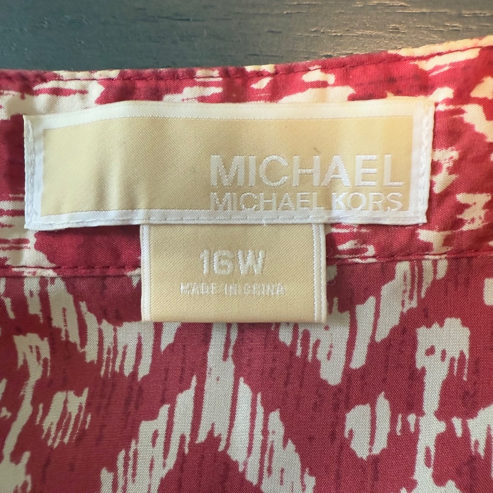 Michael Michael Kors Women’s Plus 100% Silk Long Sleeve Red Blouse Size 16 W - Picture 6 of 7
